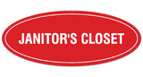 Signs ByLITA Oval JANITOR'S CLOSET Sign - Laser-Engraved Lettering | Durable ABS Plastic | Vibrant Colors | Powerful Foam Tape
