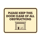 Classic Framed Please Keep This Door Clear of All Obstructions Wall or Door Sign