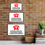 Classic Framed Plus Entrada Principal Por Favor Llamar Cuando Este Cerrada Door or Wall Sign | Bilingual | Warehouse Sign