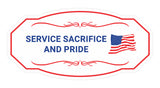 Victorian Plus Service, Sacrifice, and Pride Wall or Door Sign | Honor Veterans with Military Signs | US Pride | Businesses and Homes
