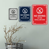 Signs ByLITA Portrait Round No Diving in The Shallow End Door or Wall Sign | Easy Installation | Elegant Design | Pool Safety