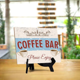 Signs ByLita Coffee Bar Please Enjoy, Classic Design Table Sign With Acrylic Stand (8 x 6")