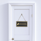 Multi-Faith Prayer Room 5x10 Hanging Plus Wall or Door Sign | Rustic Twine | Workplace Religion Signage