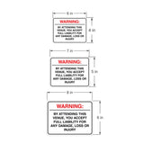 Classic Framed Plus Warning: By Attending This Venue, You Accept Full Liability for Any Damage, Loss or Injury Wall or Door Sign | Easy Installation | Disclaimer Waiver Notice