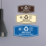 Fancy Recycle Cans & Plastic Only Wall or Door Sign
