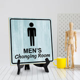 Men's Changing Room 5"x 5" Square Table Sign With Acrylic Easel | Restrooms Decor
