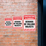 Portrait Round Plus Construction In Progress Beware of Falling Objects Wall or Door Sign | Health And Safety Signage