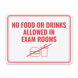 Classic Framed Plus No Food or Drinks Allowed in Exam Rooms Door or Wall Sign | Medical Facility Reception Patient Reminders