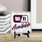 Wi-Fi Available 5"x 5" Square Table Sign With Acrylic Easel | Restaurant & Cafe Decor