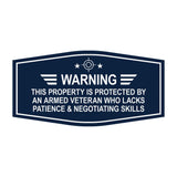 Signs ByLITA Fancy Warning: This Property Is Protected By An Armed Veteran Who Lacks Patience & Negotiating Skills Easy Installation | Honor Veterans with Military Signs | US Pride | Businesses and Homes Wall or Door Sign