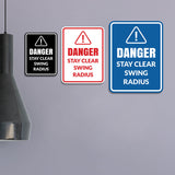 Signs ByLITA Portrait Round Danger Stay Clear Swing Radius Door or Wall Sign Easy Installation | Health And Safety | Building And Danger Signs