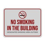Classic Framed Plus No Smoking in the Building – Designated Smoking Area Outside Door or Wall Sign | Workplace Safety & First Aid