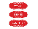 Signs ByLITA Designer Wash Rinse Sanitize Sign - Easy Installation | Durable Wall or Door Sign