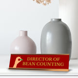 Director of Bean Counting, Rose Gold Frame, Desk Sign (2x8)