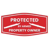 Signs ByLITA Fancy Protected by Armed Property Owner (Military Knife) Door or Wall Sign | Home Security Warning Sign