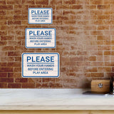 Classic Framed Plus Please Wash Your Hands Before Entering Play Area Door or Wall Sign | Children's Warning and Safety Signs