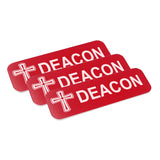 Deacon, Cross Design, 1 x 3" Name Tag/Badge, (3 Pack)