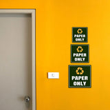 Square Plus Paper Only Wall or Door Sign | Eco-Friendly Recycling