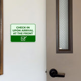 Classic Framed Plus Check-In Upon Arrival at the Front Door or Wall Sign | Medical Facility Reception Patient Reminders