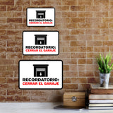 Classic Framed Plus Recordatorio: Cerrar el garaje Door or Wall Sign | Bilingual | Home Garage Sign