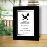 Cooking Competition and Chef Customizable Black Frame Award Plaque | Easel Mount Option | Recognition of Achievement and Service Personalizable Plaques