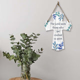 The Lord saves those who are crushed in spirit Cross Hanging Sign | Rustic Twine | Inspiring Religious Bible Decor
