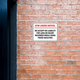 Classic Framed Plus Gym Users Notice: We Accept No Liability For Loss or Injury Incurred While Using These Facilities Wall or Door Sign| Easy Installation | Disclaimer Waiver Notice