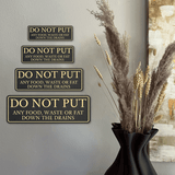 Standard Plus Do Not Put Any Food, Waste or Fat Down The Drains Wall or Door Sign | Shared Kitchen Signage