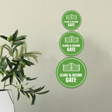 Circle Plus Close & Secure Gate Wall or Door Sign | Easy Installation | Business & Studio Signage