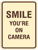 Signs ByLITA Portrait Round Smile you're on camera Sign - Laser-Engraved Lettering | Durable ABS Plastic | Vibrant Colors | Powerful Foam Tape