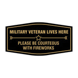Signs ByLITA Fancy Military Veteran Lives Here Please Be Courteous With Fireworks Easy Installation | Honor Veterans with Military Signs | US Pride | Businesses and Homes Wall or Door Sign
