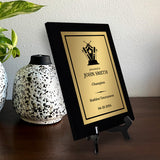 Biathlon Customizable Black Frame Wooden Award Plaque | Easel Mount Option | Achievement and Recognition Personalizable Plaques | Sports Award