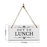 Out to Lunch 5" x 10" Hanging Wall or Door Sign | Rustic Twine | Stylish Business or Office Signage