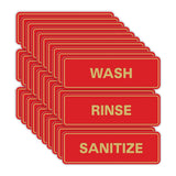 All Quality Standard WASH RINSE SANITIZE Set of 3 Bay Sink Signs - Restaurant & Commercial Kitchen Sink Signs - Easy to Install