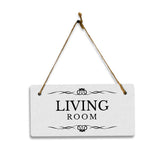 Living Room 5x10 Hanging Plus Wall or Door Sign | Rustic Twine | Range of Vibrant Decor Styles | Room Signs For Home and Business