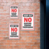 Portrait Round Plus Keep Out No Hunting Fishing Trespassing Wall or Door Sign | Public Signage