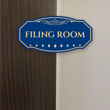 Victorian Plus Filing Room Wall or Door Sign | Legal and Courtroom Decoration