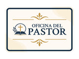 Classic Framed Plus Oficina del Pastor — Pastor's Office Door or Wall Sign | Spanish - Church Room & Area Signs