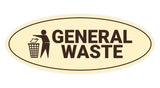 Signs ByLITA Oval General Waste Sign - Laser-Engraved Lettering | Durable ABS Plastic | Vibrant Colors | Powerful Foam Tape