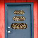 Designer Plus Gossip and Cafecito Door or Wall Sign | Funny Spanish Signs For Stores & Businesses