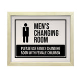 Designs ByLITA Men's Changing Room Please Use Family Changing Room With Female Children, Wall Print Art | Retail Store Decoration (Unframed or Framed)