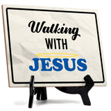 Walking With Jesus Table Sign with Acrylic Stand (6x8“) | Classroom & Home Decor