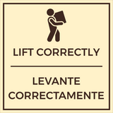 Signs ByLITA Square Lift Correctly Wall or Door Sign | Spanish Bilingual Warehouse Health and Safety Signs