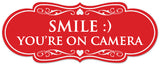Signs ByLITA Designer Smile You're on Camera Sign - Easy Installation | Durable Wall or Door Sign