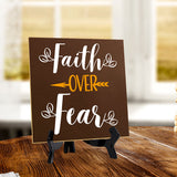 Faith Over Fear 5"x 5" Square Table Sign With Acrylic Easel | Religious Home & Office Decor