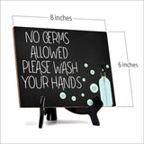 Signs ByLITA No Germs Allowed Please Wash Your Hands, Hygiene Table Sign, 6" x 8"
