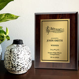 Music Competition Customizable Award Plaque | Easel Mount Option | Achievement and Recognition Personalizable Plaques
