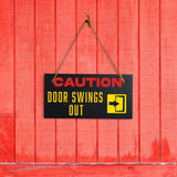 Caution Door Swings Out 5x10 Hanging Plus Wall or Door Sign | Office Decor