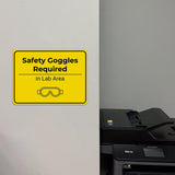 Classic Framed Plus Safety Goggles Required in Lab Area Door or Wall Sign | Workplace Safety & First Aid