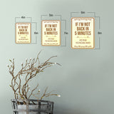 Portrait Round Plus Back In 5 Minutes (If I'm Not Just Read This Message Again) Wall or Door Sign | Funny Novelty Home Signs | Home Reminders For Families
